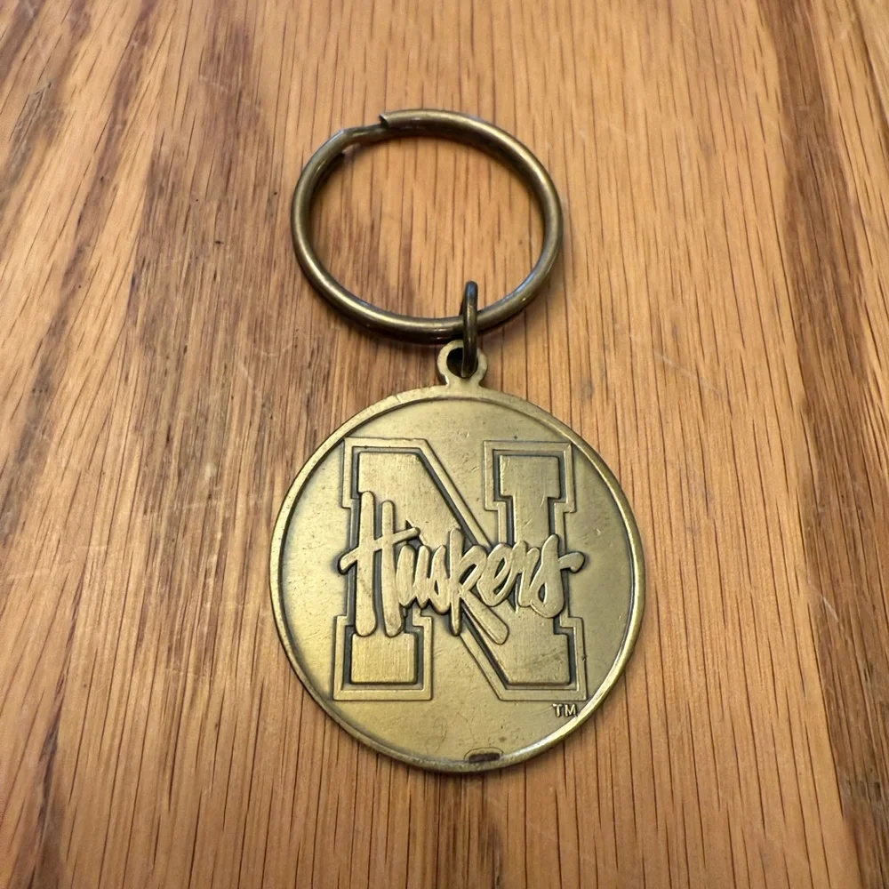 Metal Double Sided Nebraska Huskers Keychain